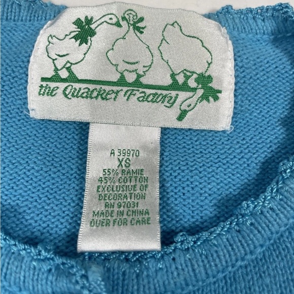 Quacker Factory Embellished Cardigan Sweater XS Sequin Beads Beach Umbrella BLUE - Picture 6 of 16